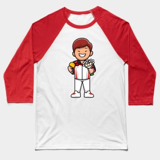 Cute Boy Winning Champion Cartoon Baseball T-Shirt